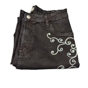 BrazilRoxx Jeans Womens 10 (29x29.5 ACTUAL) Embellished Black Denim RUNS SMALL